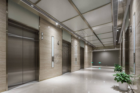 现代办公楼电梯间图片