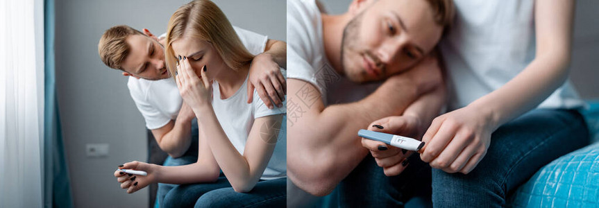 绝望的女友身边伤痕累的悲伤男人怀孕测试图片