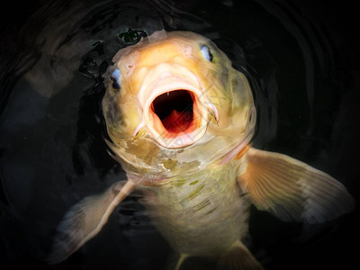 日本池塘里的鲤鱼背景图片