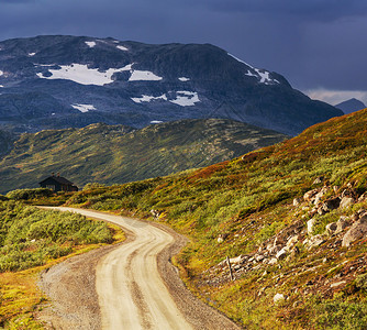 挪威山区的道路图片
