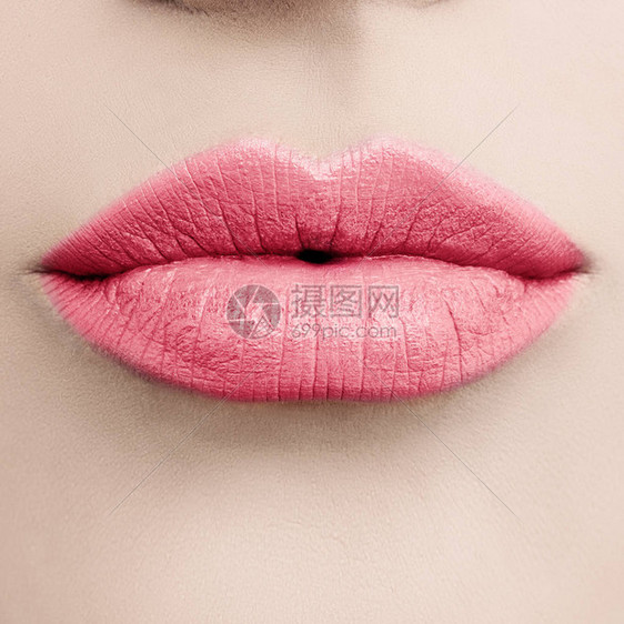 PinkLipsMacro玫瑰女嘴唇和图片