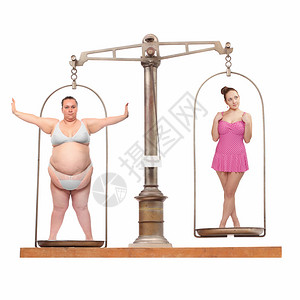 体重超和体瘦与两名年轻女图片