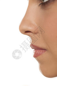 关闭一个女人的鼻子和嘴巴背景图片