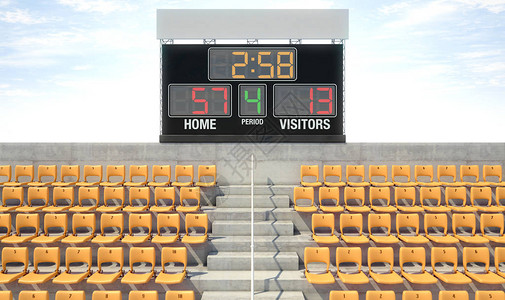 体育场的记分板屏幕在站台上方图片