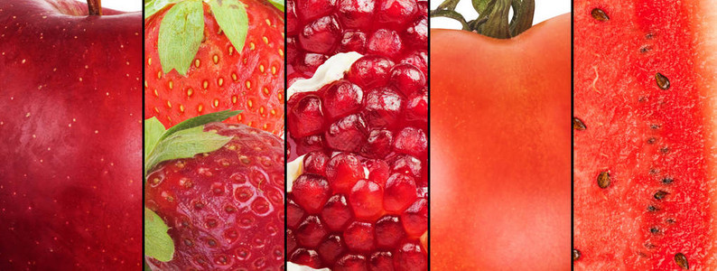 红水果和蔬菜的拼凑健康食品促进图片