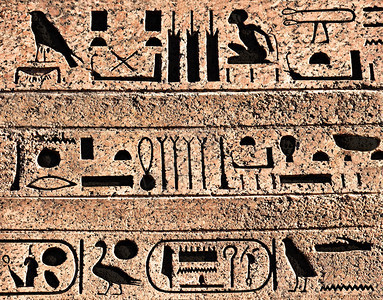 老墙上的埃及象形文字背景图片