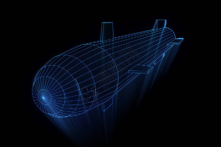 全息图线框风格的火箭漂亮的3D渲染图片