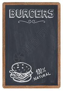 黑板上的汉堡菜单粉笔图片