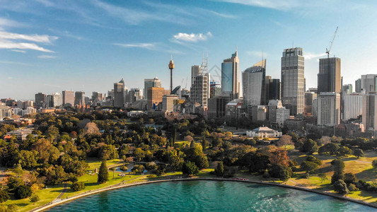 澳大利亚悉尼城市港的空中观望还有建筑物图片