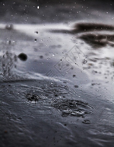 暴风雨中夏季水坑中的雨滴和涟漪图片