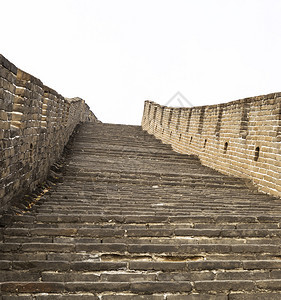 通往长城的极其陡峭的台阶背景图片