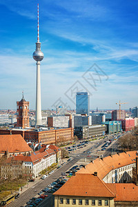 在柏林市中心的全景图片