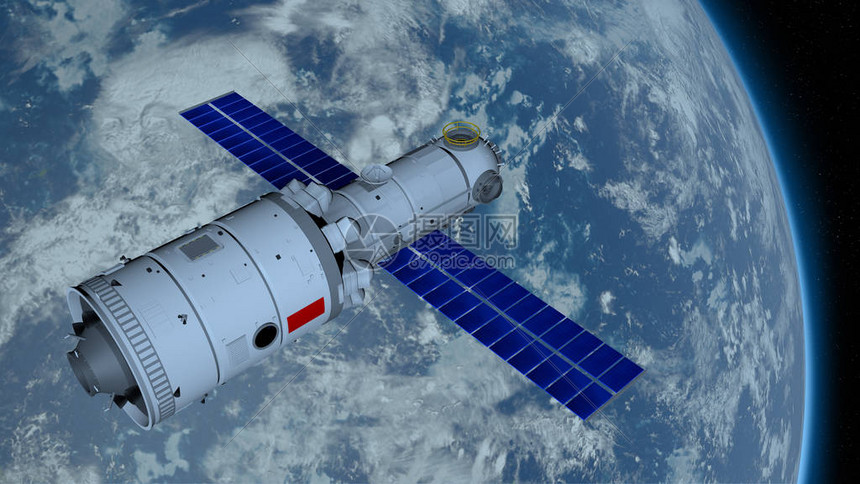 天宫3号天河核心模块的3D模型空间站绕地球运行图片