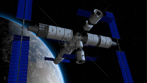 神舟载人航天器在与天宫三号的天河核心舱耦合的方向上图片
