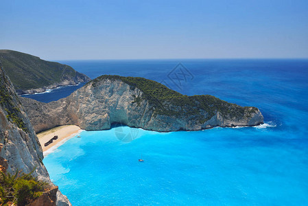 希腊Zakynthos岛纳瓦吉奥海滩希腊扎克辛托斯岛的著名图片