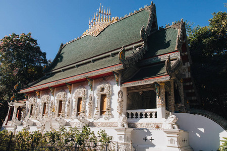 泰国清迈的美丽传统古代建筑图片