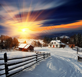 冬季风景乌克兰喀尔巴图片