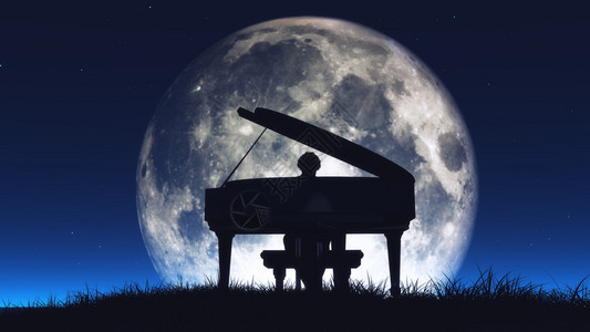 一个人在半夜弹钢琴时的休眠图片