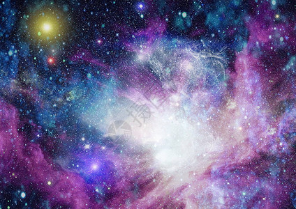 夜晚未来抽象空间背景夜空中有恒星和云本图像由美国航天插画