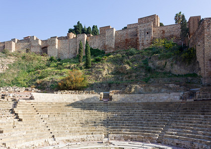 西班牙马拉加的Alcazaba堡图片