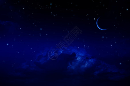 夜空有星和云浅弧图片