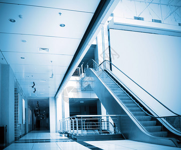 自动扶梯走廊和大厅现代建筑背景图片
