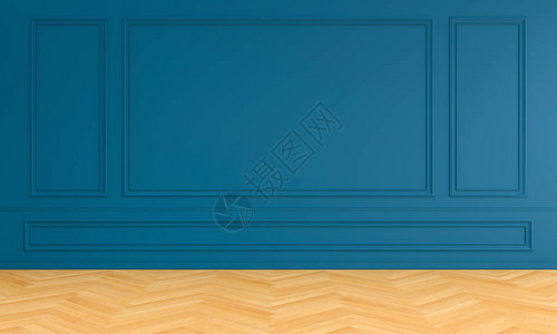 空蓝色房间内装制模型版的室内图片