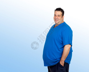 快乐的胖子在蓝色图片