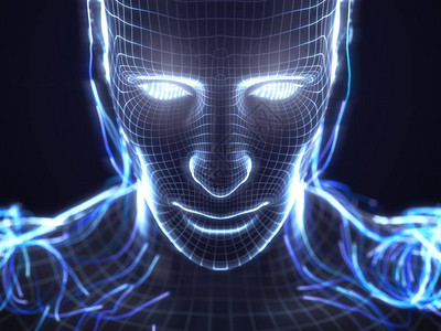具有虚拟人类头像的人工智能概念3d插图适用于科技人工智能数据挖掘深度学习图片