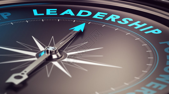 指南针指向词领导与模糊效果加上蓝色和黑色调用于说明领导动图片