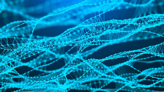 音乐抽象蓝色背景与DNA的分子背景具有连接点和线的网络概念未来科技AI元素大数据可视化声波图片