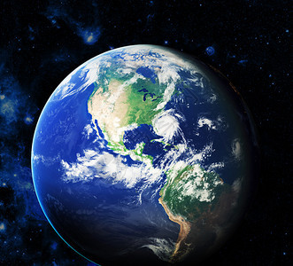 宇宙中的地球和阳光明耀的太阳由美国航天局提供的图像图片