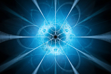 蓝色发光核技术设计算机生成抽象背景3D投图片