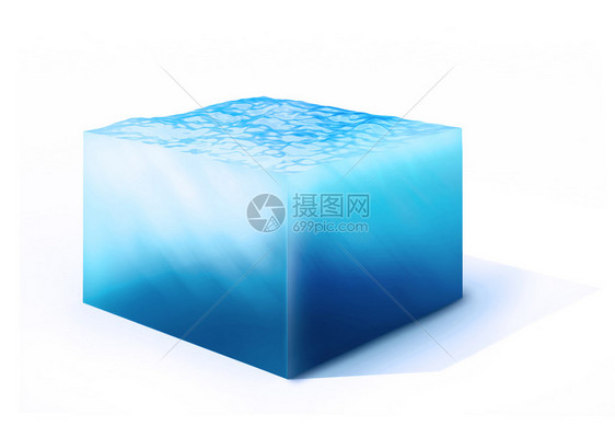 3d在白色隔离的水立方体图片
