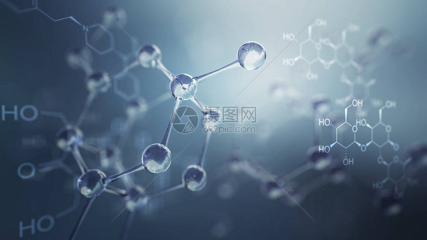 3d分子模型说明具有分子化学方程式的科学背图片素材-正版创意图片503451105-摄图网