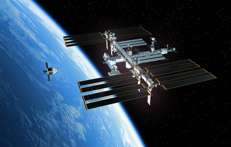 3D号国际空间站的太空船准备前往图片