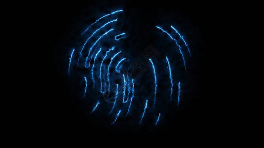 彩色指纹胺化黑色背景上带有火花的指纹出现和消失的动画带有哑光4K的发光彩图片