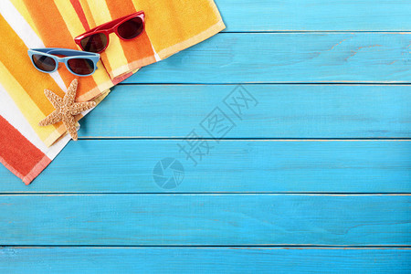 夏季海滩背景太阳镜海背景图片