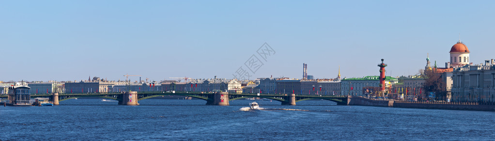 俄罗斯圣彼得堡小涅夫卡河全景背景图片
