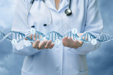 医生支持DNA分子对医学分子的概念研图片