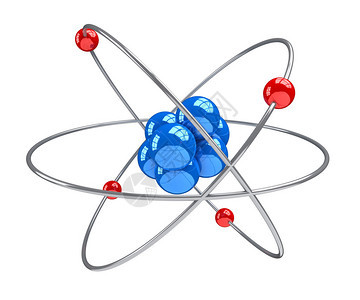 红色和蓝色原子3d渲染图片
