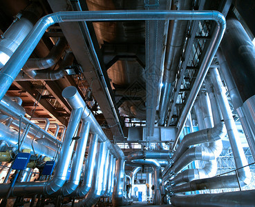 工业区钢铁管道和背景图片
