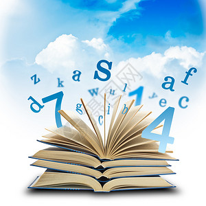 魔法书和天空背景的字母教育速记Educationco图片
