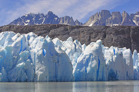 智利帕塔戈尼扬TorresdelPaine公园灰冰川旁的冰图片