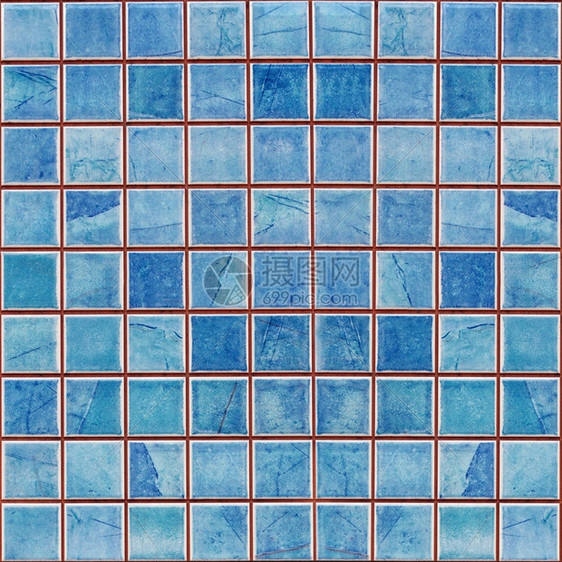 蓝色马赛克装饰瓷砖墙面纹理背景图片