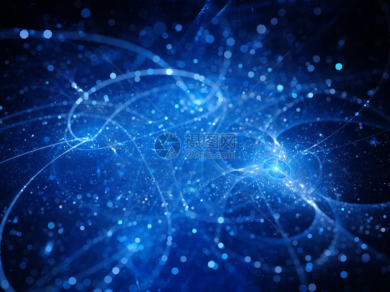 蓝色发光的未来空间技术与粒子计算机生图片