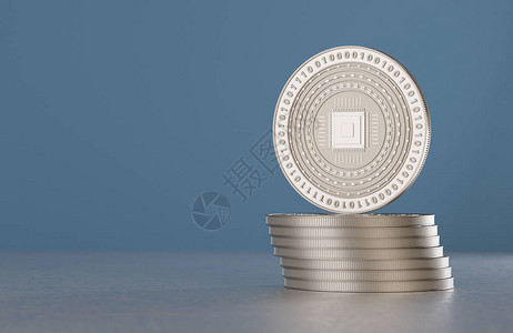 例如数字货币网上银行或金融技术等装有硬币符号的银加密货币硬图片