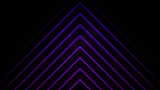 发光的蓝色和紫色霓虹激光线在黑色背景上向指向并上流动图片