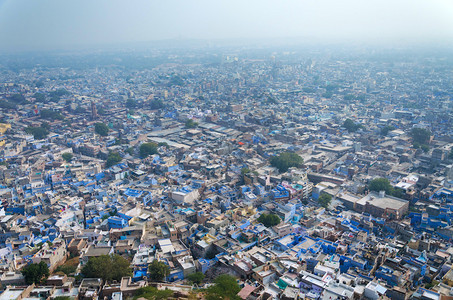 印度拉贾斯坦邦MehrangarhFort的蓝色城市Jod图片