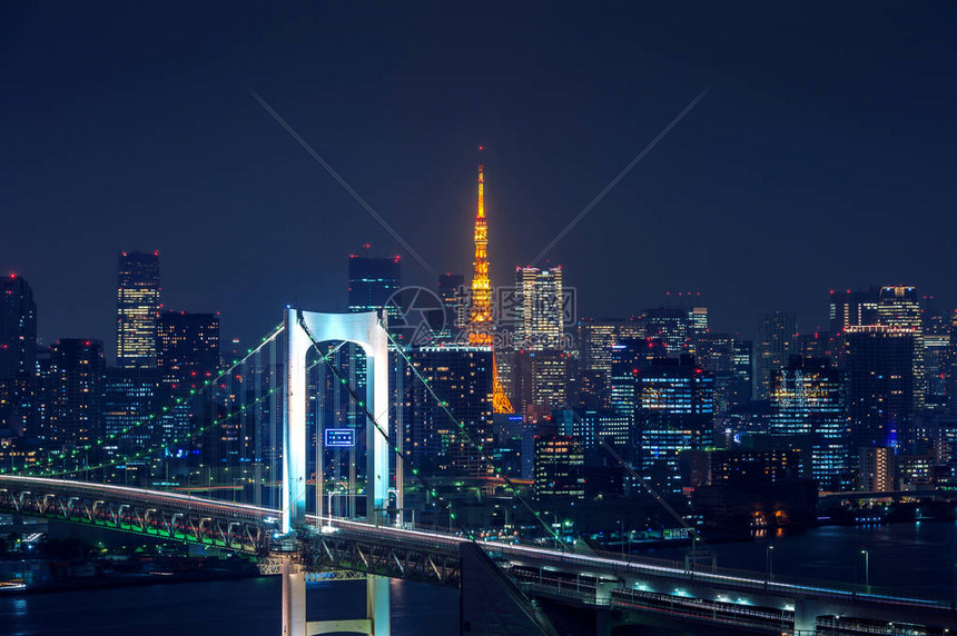 日本夜间东京城市景观高清图片下载-正版图片503470608-摄图网